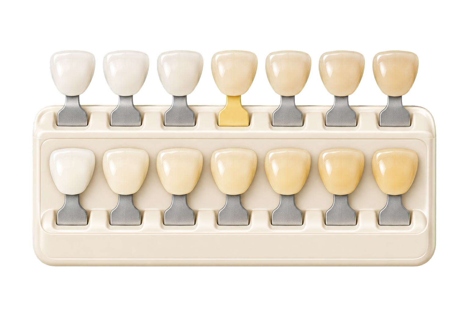 Cream-white dental shade comparison guide