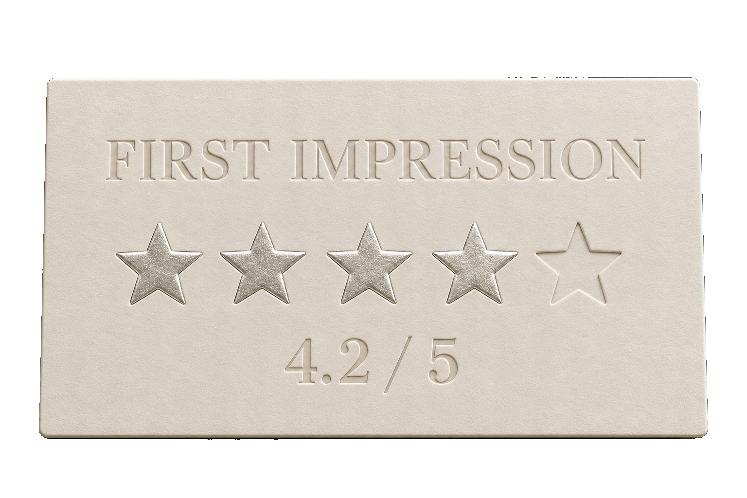 Premium embossed first-impression rating card with one row of five stars